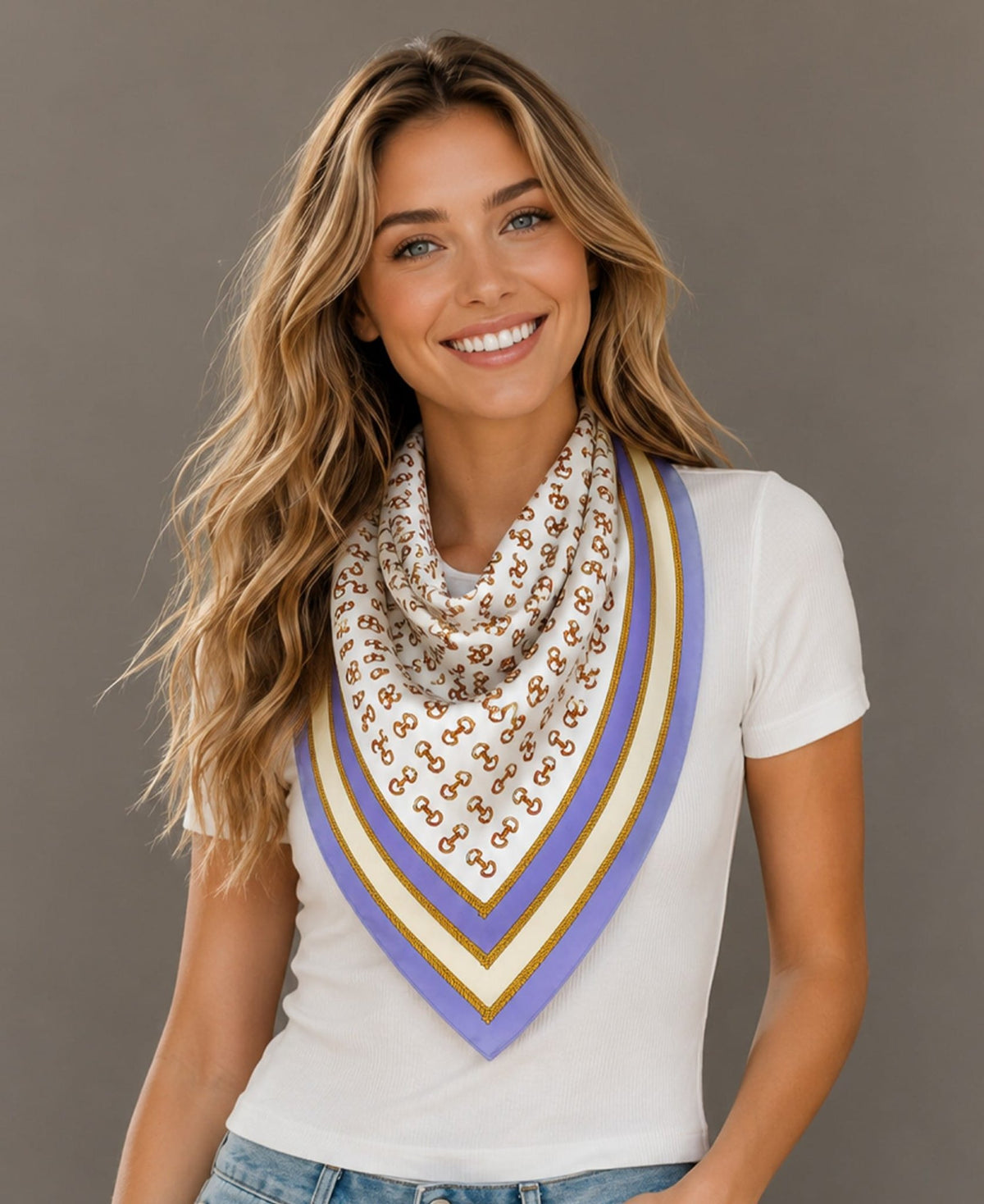 WLQS516 Border Print Square Scarf - MiMi Wholesale