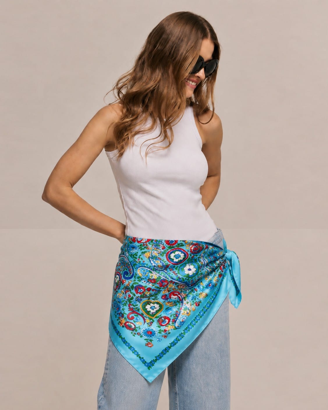 WLQS524 Paisley Print Square Scarf - MiMi Wholesale