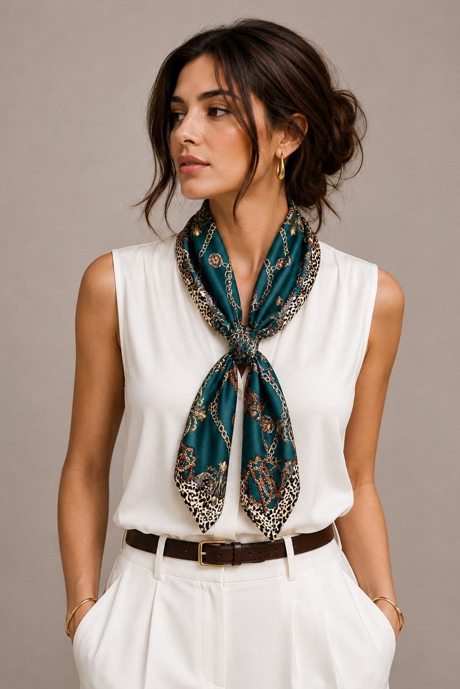 WLQS528 Chain Print Square Scarf - MiMi Wholesale