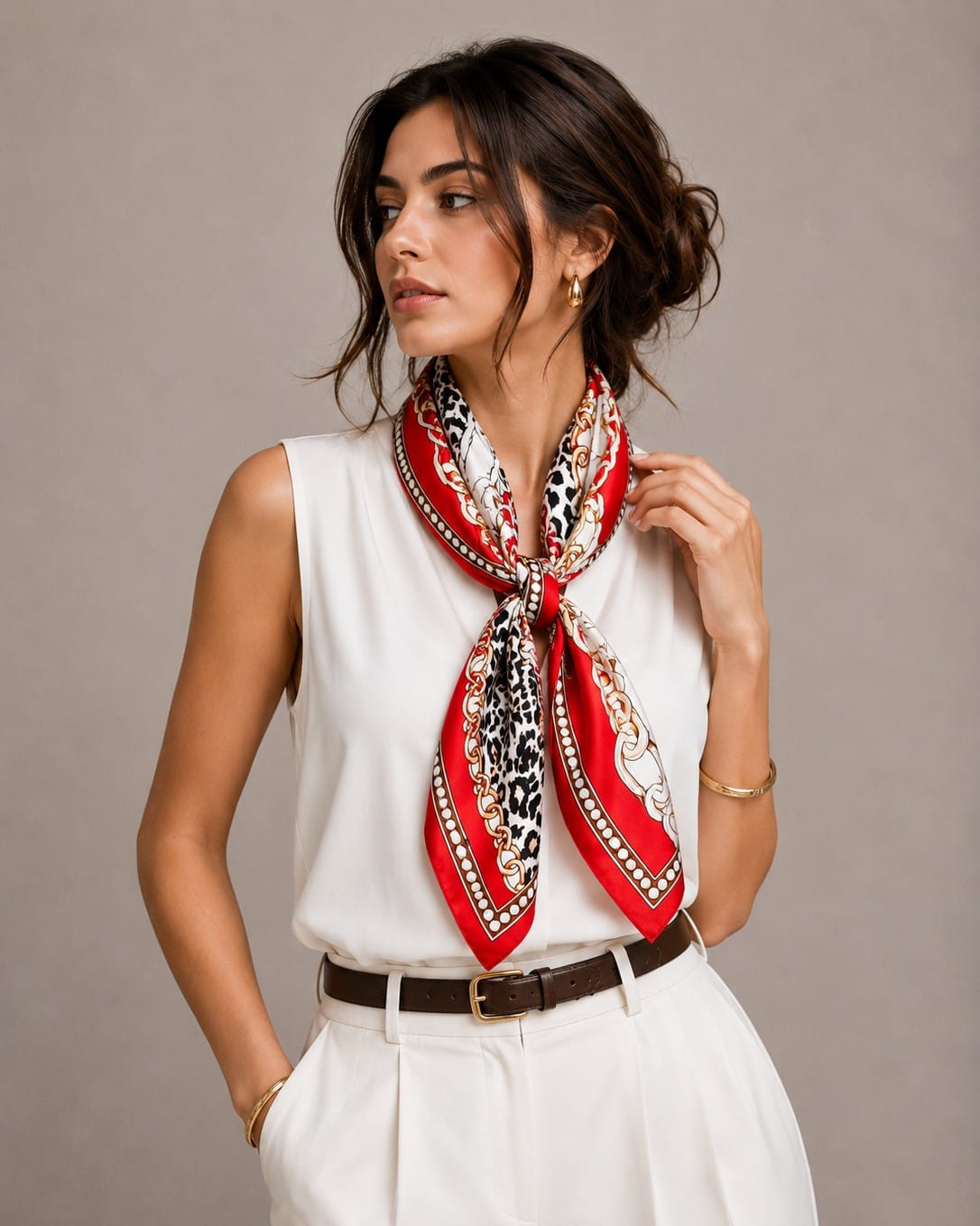 WLQS530 Chain Print Square Scarf - MiMi Wholesale