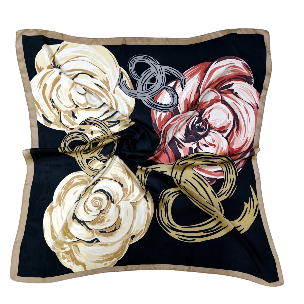 WLQS534 Rose Print Square Scarf - MiMi Wholesale