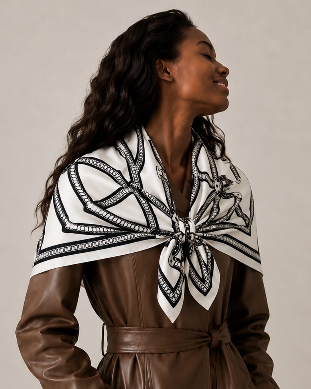 WLQS536 Horseshoe Print Square Scarf - MiMi Wholesale