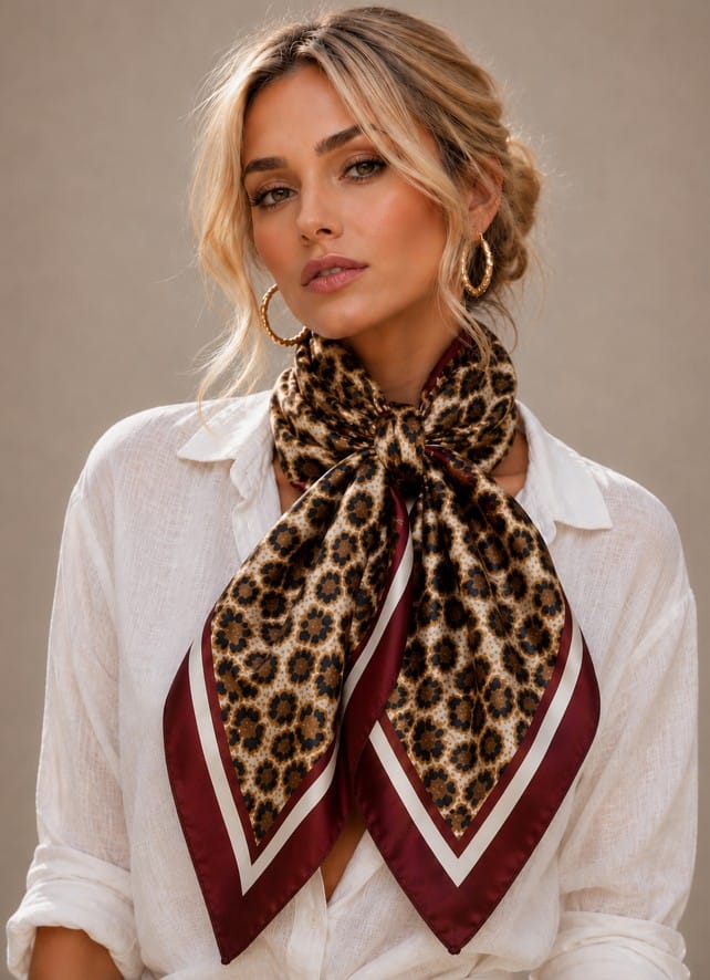 WLQS538 Leopard Print Square Scarf - MiMi Wholesale