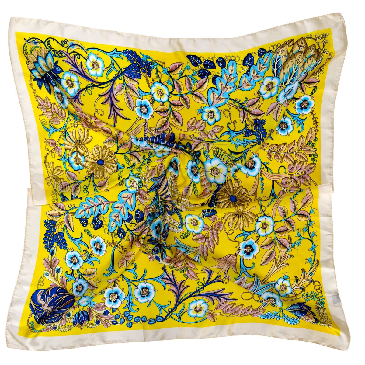 WLQS544 Bright Flower Print Square Scarf - MiMi Wholesale