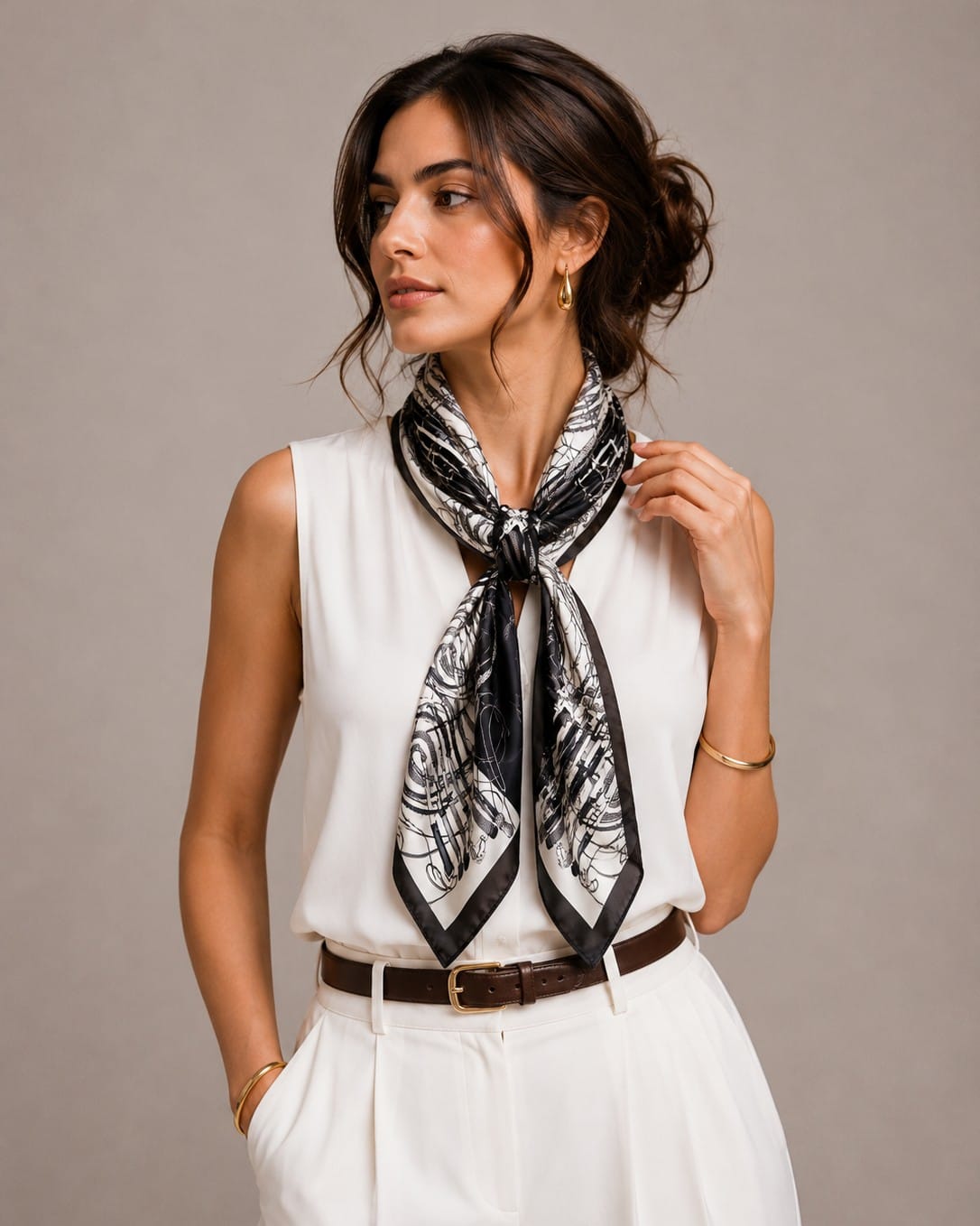 WLQS546 Riding Crop Print Square Scarf - MiMi Wholesale