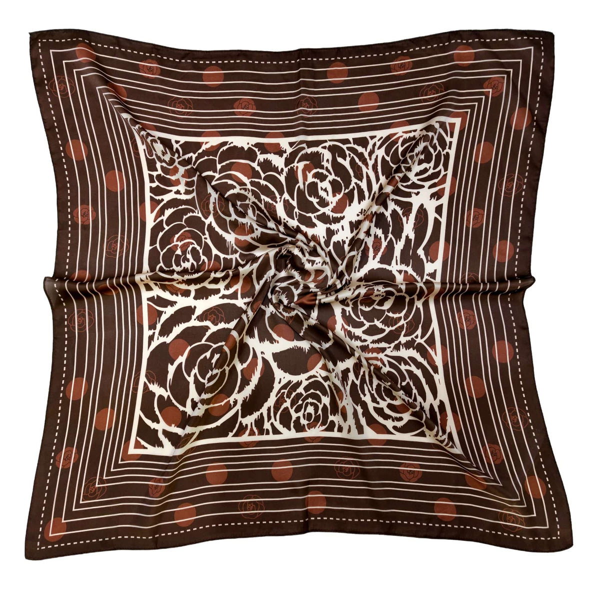 WLQS554 Rose Border Print Square Scarf - MiMi Wholesale