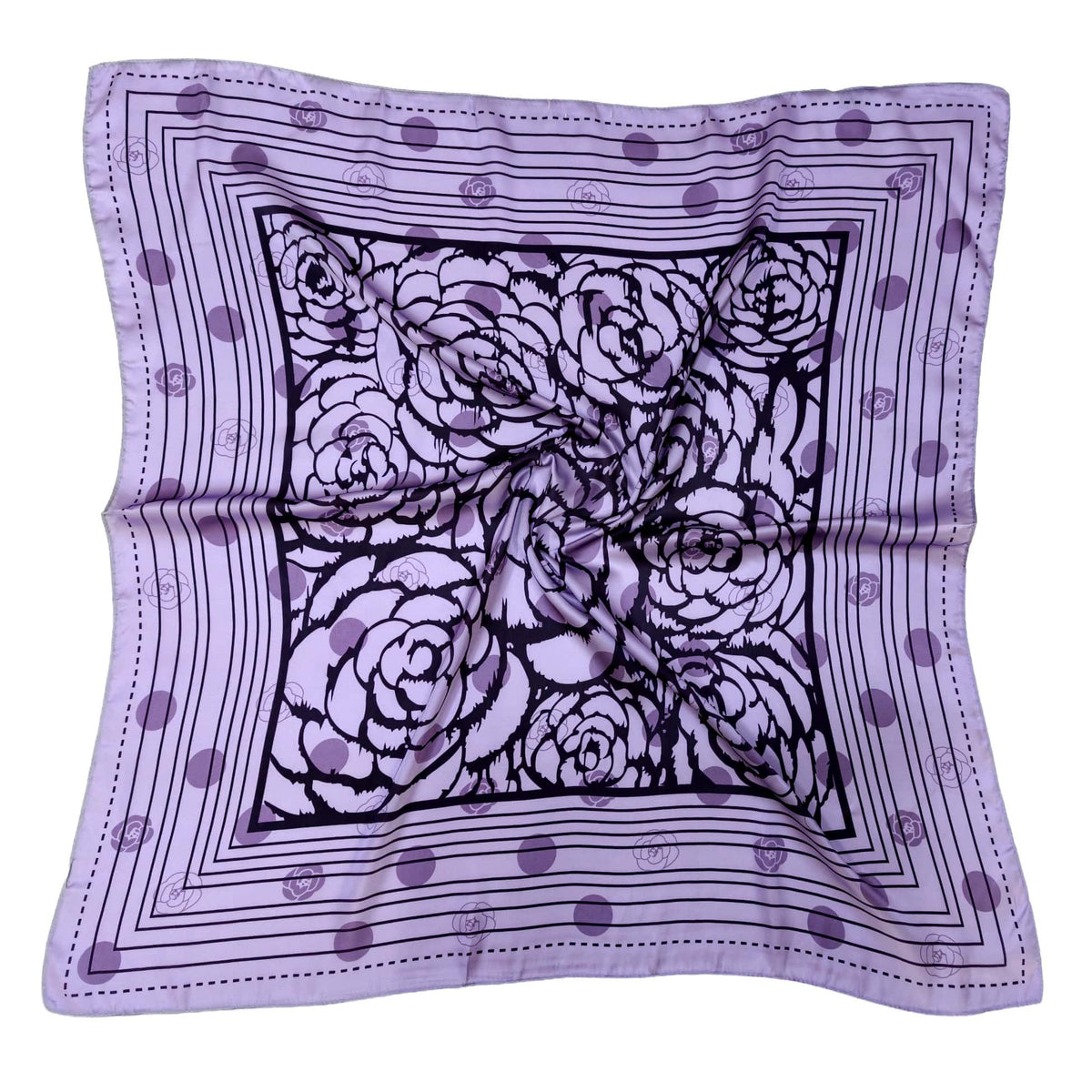 WLQS554 Rose Border Print Square Scarf - MiMi Wholesale