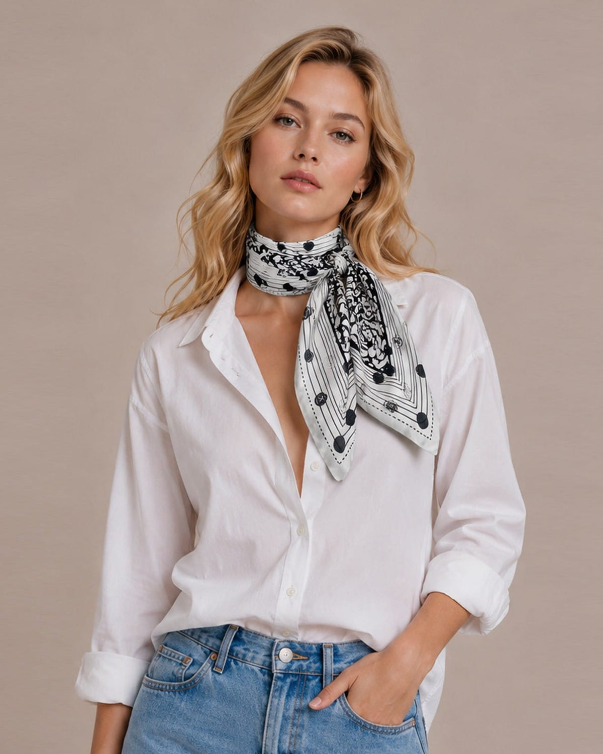 WLQS554 Rose Border Print Square Scarf - MiMi Wholesale
