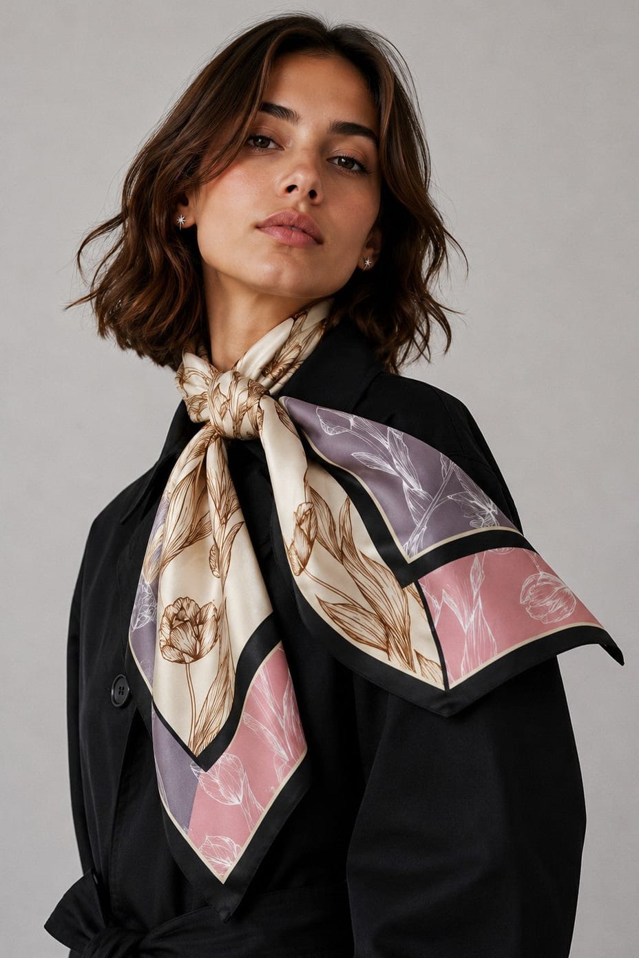 WLQS556 Flower Print Square Scarf - MiMi Wholesale