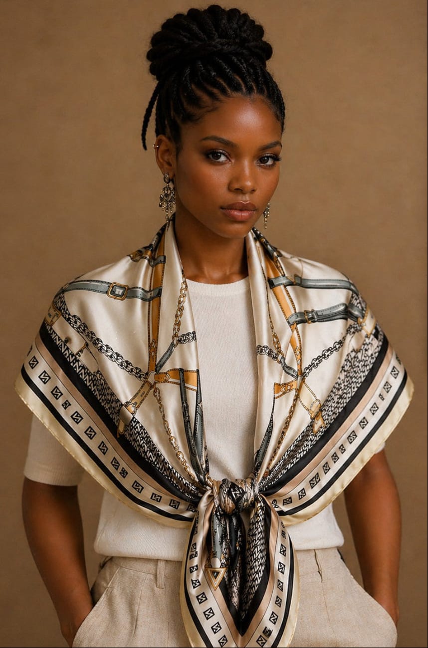 WLQS558 Harness Star Print Square Scarf - MiMi Wholesale