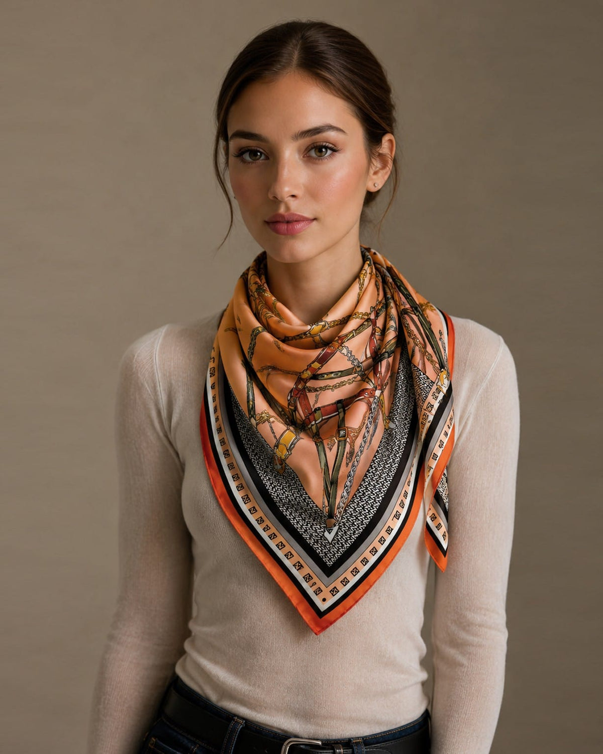 WLQS558 Harness Star Print Square Scarf - MiMi Wholesale