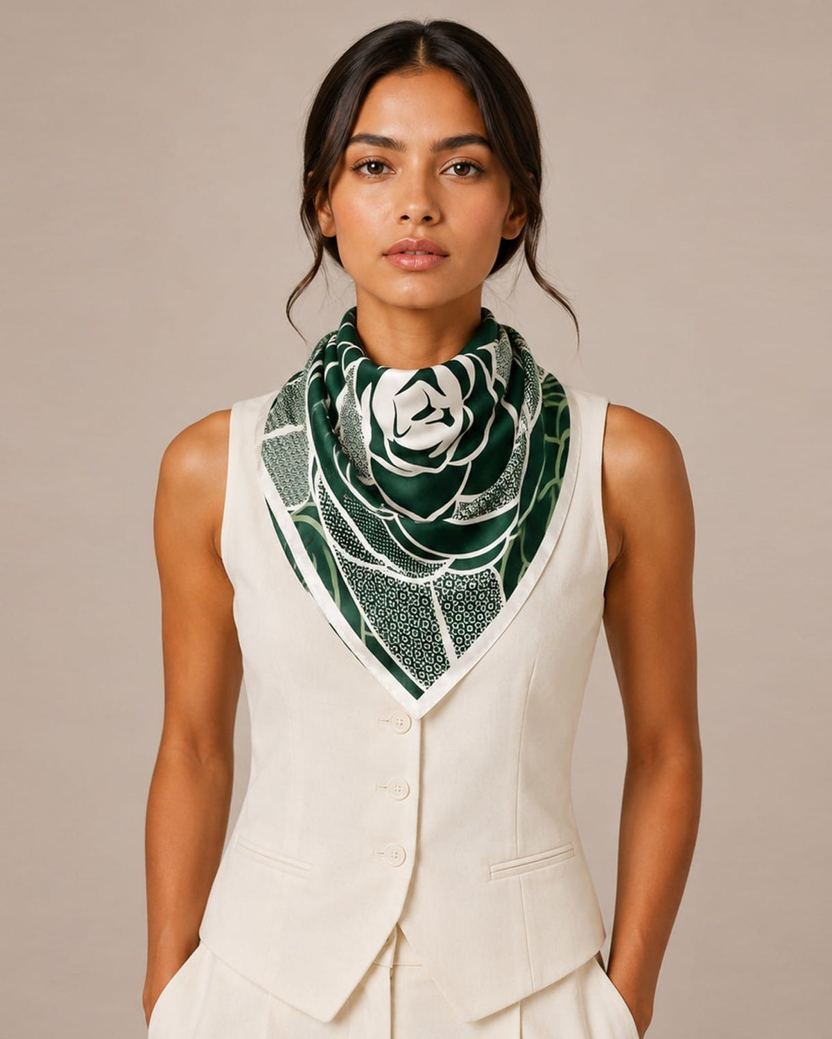 WLQS566 Giant Rose Print Square Scarf - MiMi Wholesale