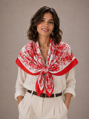WLQS568 Cross Flower Print Square Scarf - MiMi Wholesale