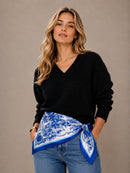 WLQS568 Cross Flower Print Square Scarf - MiMi Wholesale