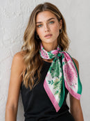 WLQS568 Cross Flower Print Square Scarf - MiMi Wholesale
