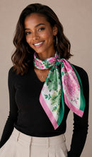 WLQS568 Cross Flower Print Square Scarf - MiMi Wholesale