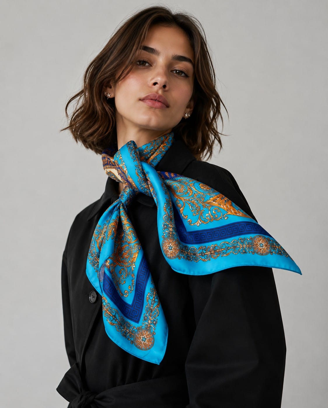 WLQS570 Royal Print Square Scarf - MiMi Wholesale