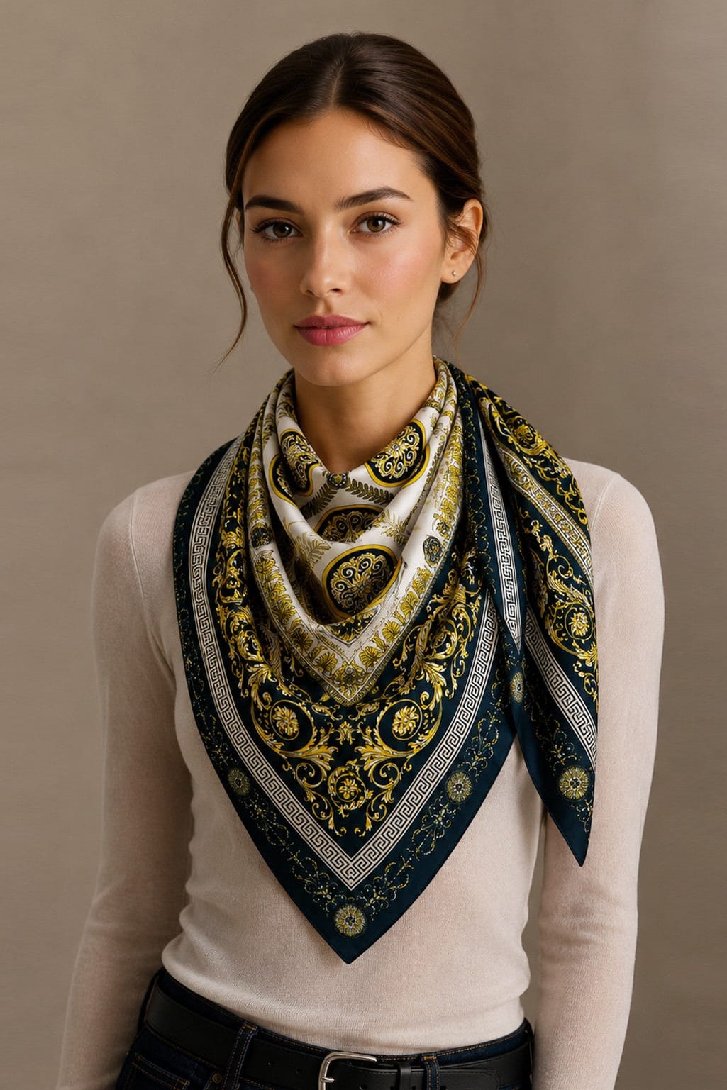 WLQS570 Royal Print Square Scarf - MiMi Wholesale