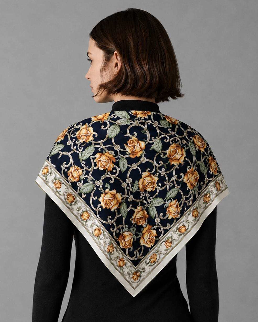 WLQS572 Rose Print Square Scarf - MiMi Wholesale