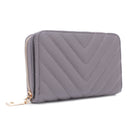 WQ1196 Nyla Chevron Quilted Zip Wallet - MiMi Wholesale