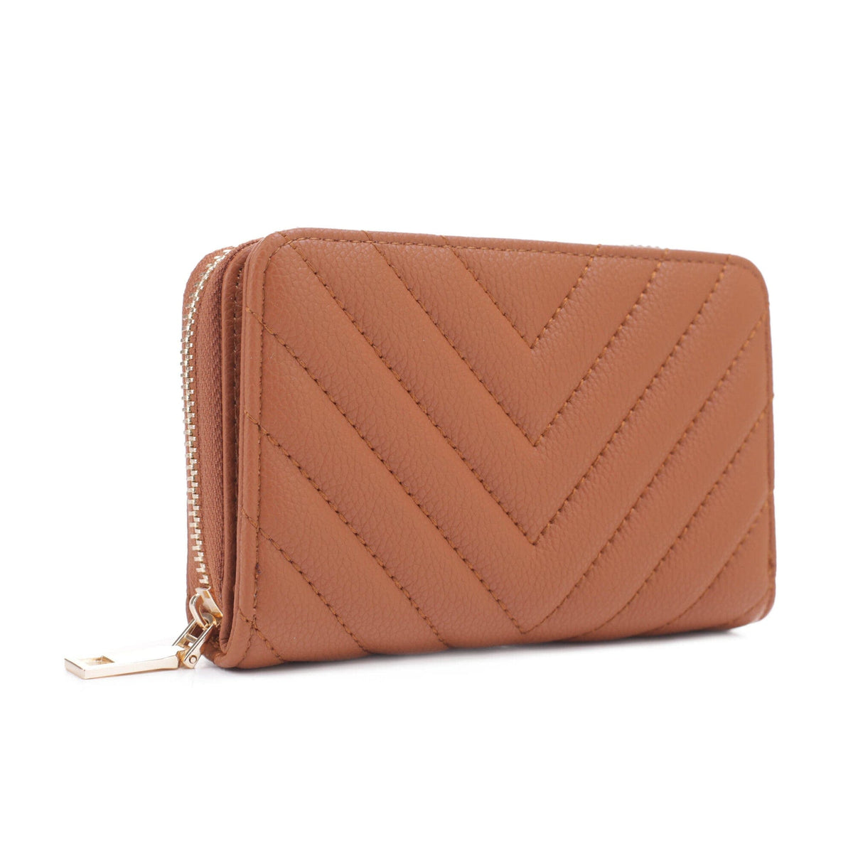 WQ1196 Nyla Chevron Quilted Zip Wallet - MiMi Wholesale