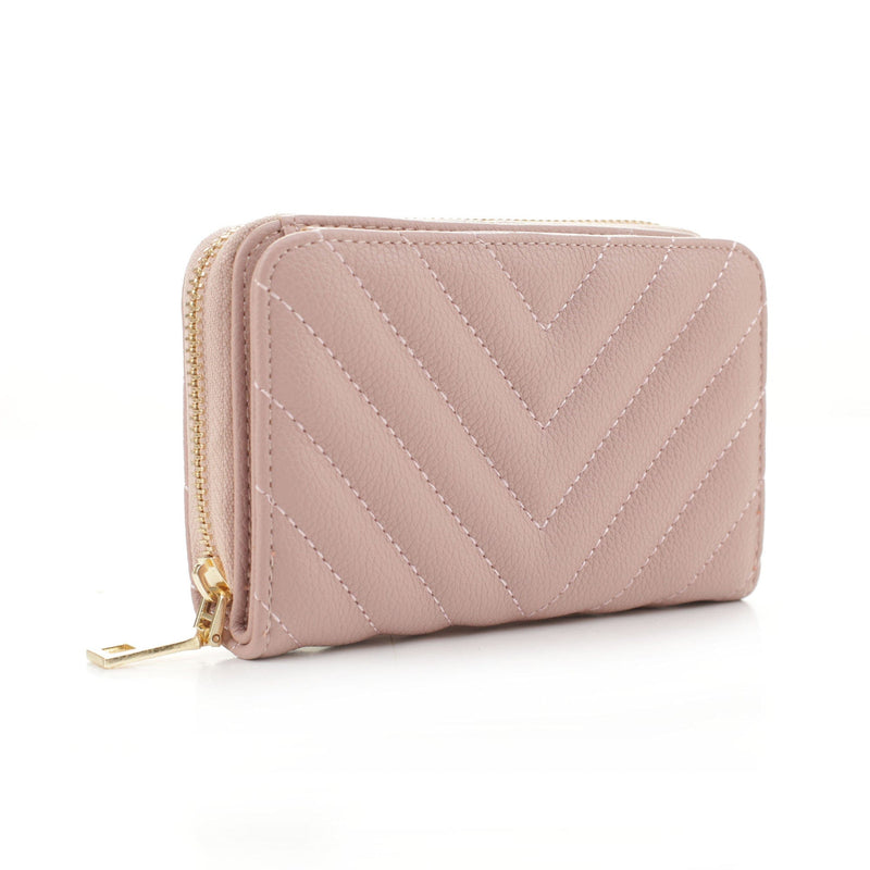 WQ1196 Nyla Chevron Quilted Zip Wallet - MiMi Wholesale