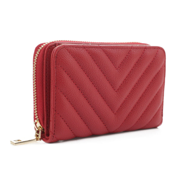 WQ1196 Nyla Chevron Quilted Zip Wallet - MiMi Wholesale