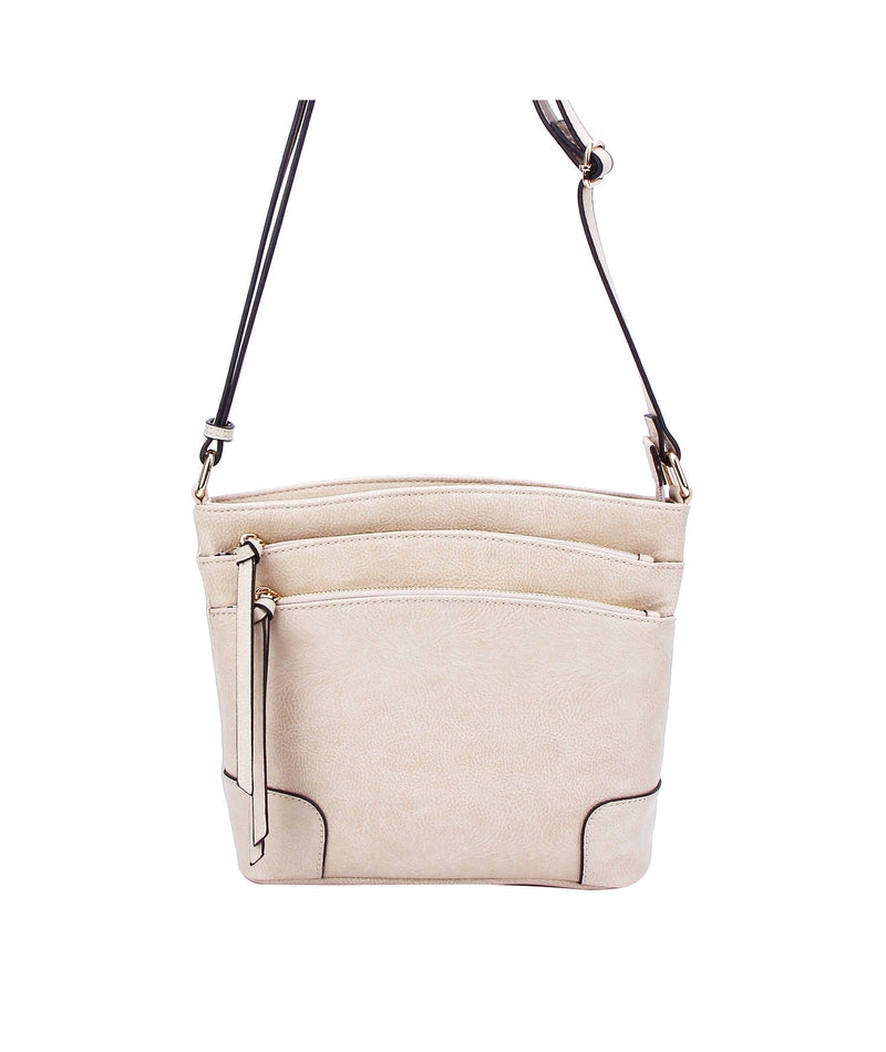 WU059 Rachel Front Double Zip Crossbody Bag - MiMi Wholesale