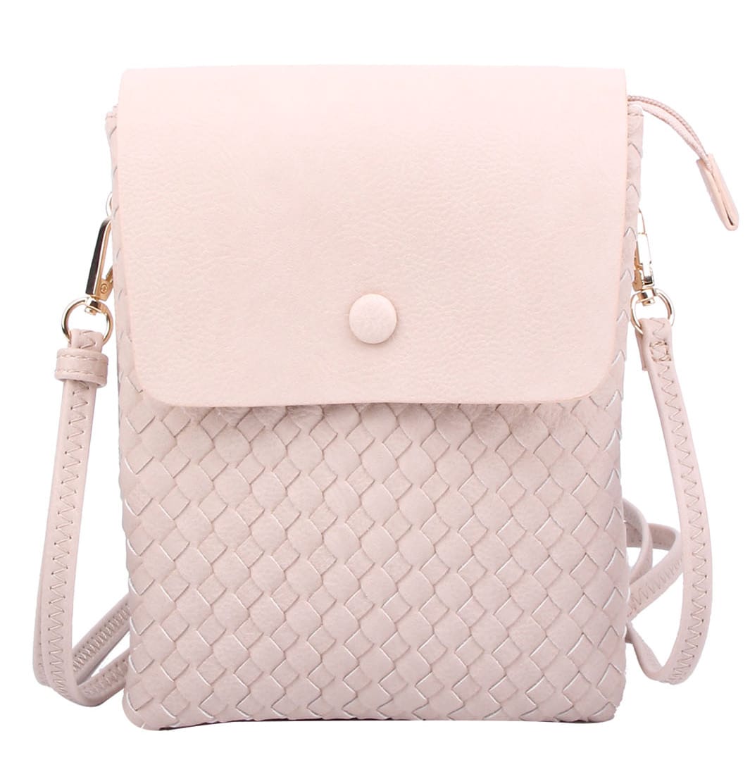 WU113 Sadie Woven Double Compartment Crossbody Bag - MiMi Wholesale