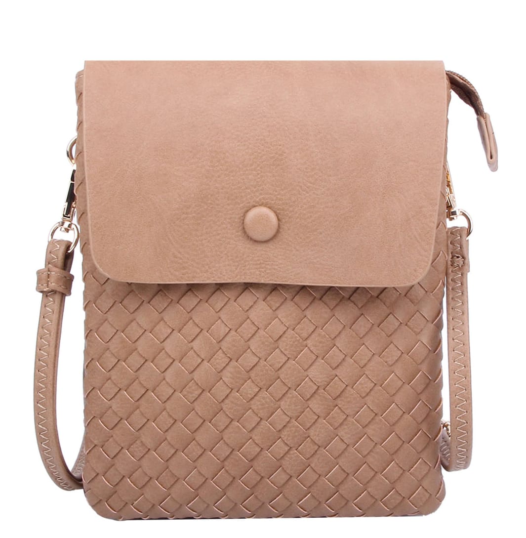 WU113 Sadie Woven Double Compartment Crossbody Bag - MiMi Wholesale