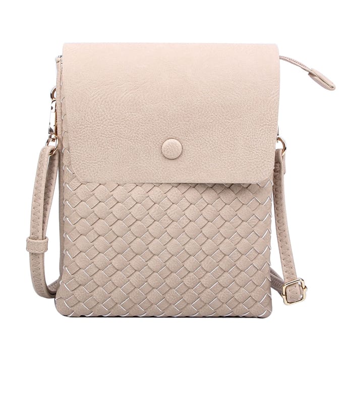 WU113 Sadie Woven Double Compartment Crossbody Bag - MiMi Wholesale
