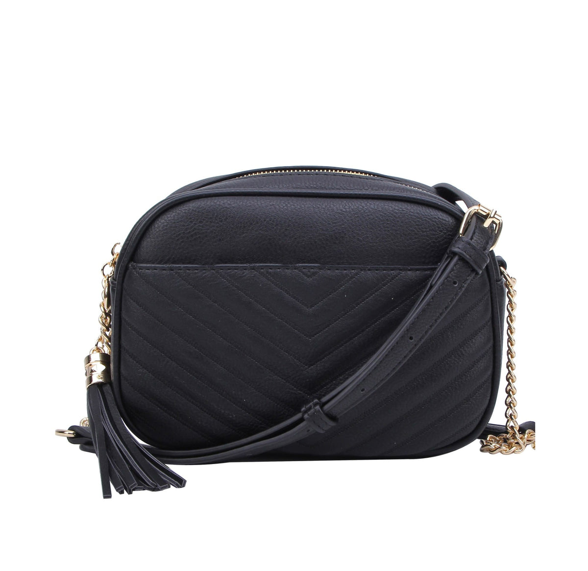 WU121 Lindsay Double Zip Chevron Crossbody Bag - MiMi Wholesale
