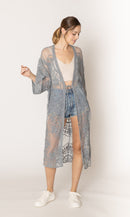 YLK310087 Melody Floral Lace Kimono With Ties - MiMi Wholesale