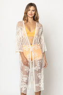 YLK310088 Piper Floral Lace Kimono With Ties - MiMi Wholesale