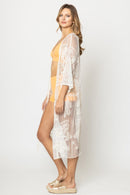 YLK310088 Piper Floral Lace Kimono With Ties - MiMi Wholesale