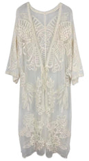 YLK310088 Piper Floral Lace Kimono With Ties - MiMi Wholesale