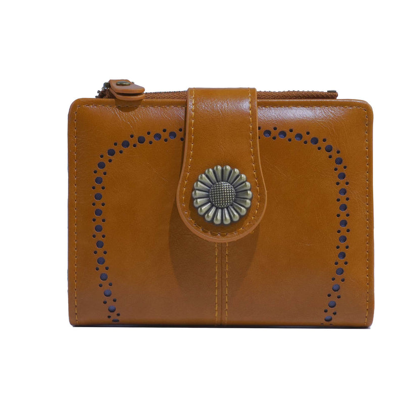 YX25766 - 6 Lena Vegan Leather Laser Cut Out Detail Wallet - MiMi Wholesale
