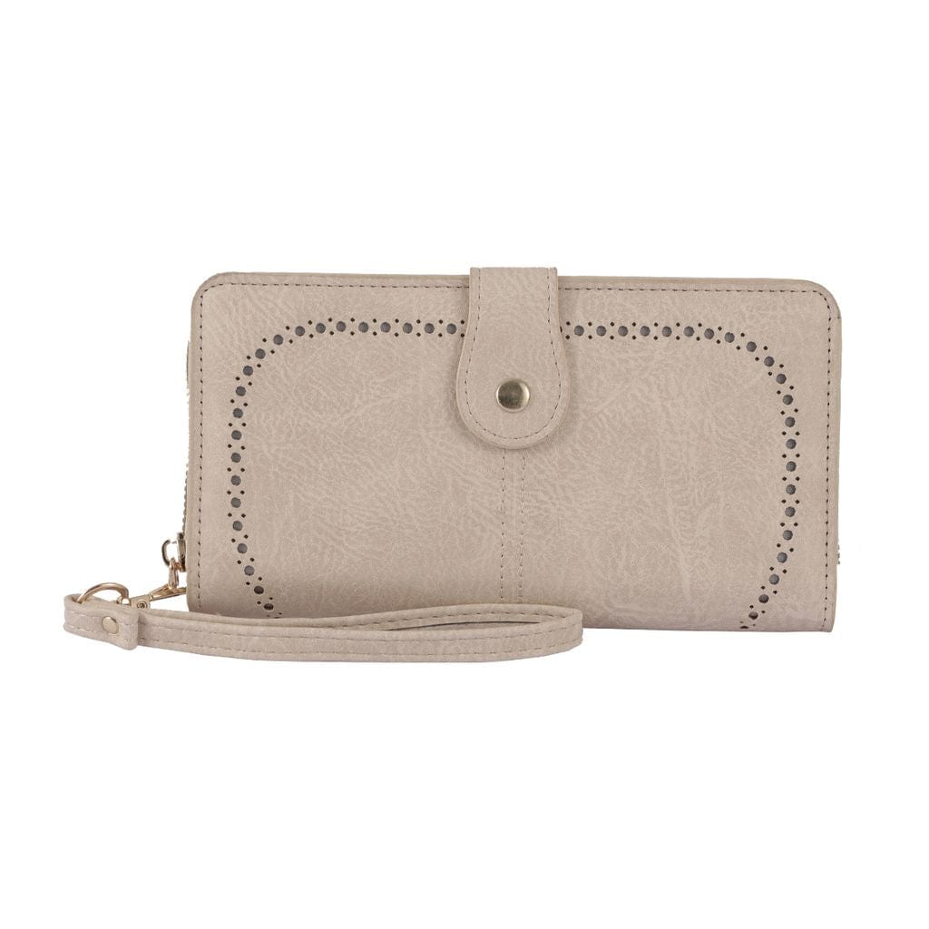 YX25793 Rachel Vegan Leather Laser Cut Out Detail Wallet/Wristlet - MiMi Wholesale
