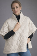 ZCP520125 Quarter Zip Quilted Puffer Poncho - MiMi Wholesale