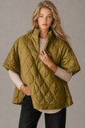 ZCP520125 Quarter Zip Quilted Puffer Poncho - MiMi Wholesale