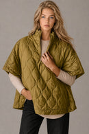 ZCP520125 Quarter Zip Quilted Puffer Poncho - MiMi Wholesale