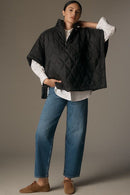 ZCP520125 Quarter Zip Quilted Puffer Poncho - MiMi Wholesale