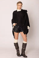 ZCR320004 Solid Ruana With Shoulder Strap - MiMi Wholesale