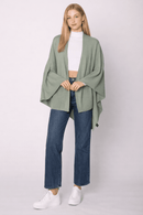 ZCR320004 Solid Ruana With Shoulder Strap - MiMi Wholesale