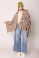 ZCR320004 Solid Ruana With Shoulder Strap - MiMi Wholesale