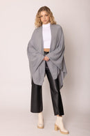 ZCR320004 Solid Ruana With Shoulder Strap - MiMi Wholesale