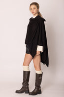 ZCR320004 Solid Ruana With Shoulder Strap - MiMi Wholesale