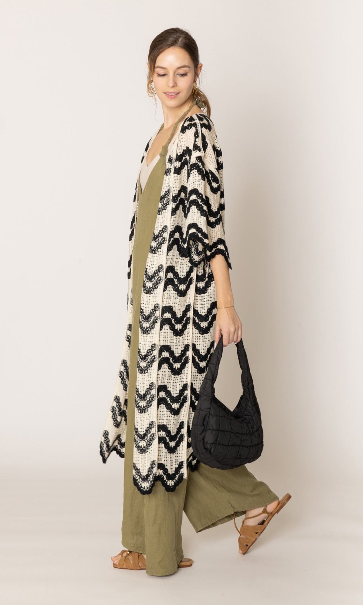 ZLC410050 Esther Wave Pattern Crochet Kimono - MiMi Wholesale