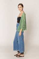 ZLC410054 Nia Geometric Circle Pattern Crochet Cropped Cardigan/Kimono - MiMi Wholesale