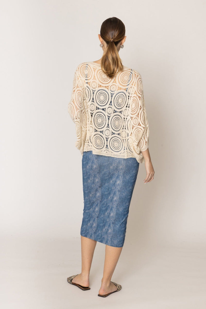ZLC410054 Nia Geometric Circle Pattern Crochet Cropped Cardigan/Kimono - MiMi Wholesale